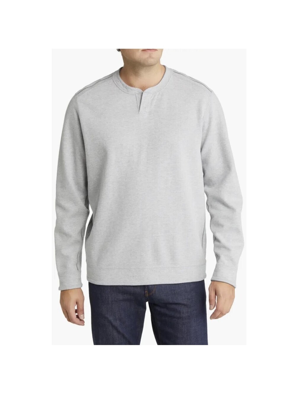 TOMMY BAHAMA Mens Stretch Cotton Albany Abaco L/S Tee In Seaway Grey-Size XL